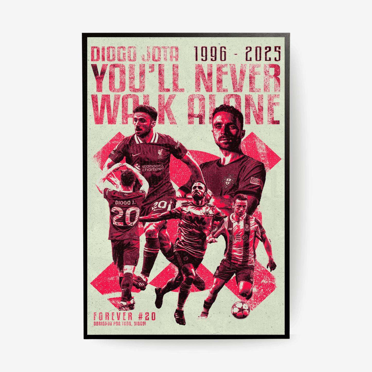 Diogo Jota Liverpool football poster – You'll Never Walk Alone tribute wall art, perfect football gift