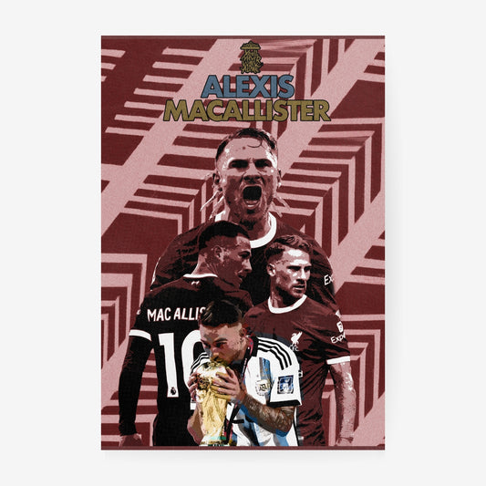 Alexis Mac Allister Liverpool football poster featuring his Argentina World Cup triumph