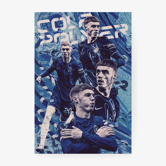 Modern Chelsea FC wall art of Cole Palmer celebrating in different poses.