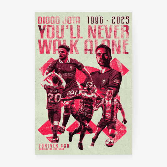 Diogo Jota Liverpool football poster – You'll Never Walk Alone tribute wall art, perfect football gift