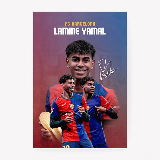 Official FC Barcelona Lamine Yamal soccer wall art print