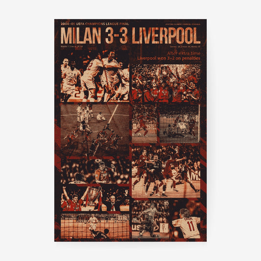 Liverpool 2005 Champions League final poster celebrating the historic Istanbul comeback against AC Milan