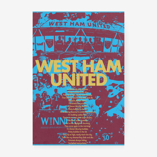 West Ham United poster featuring London Stadium and claret and blue artwork