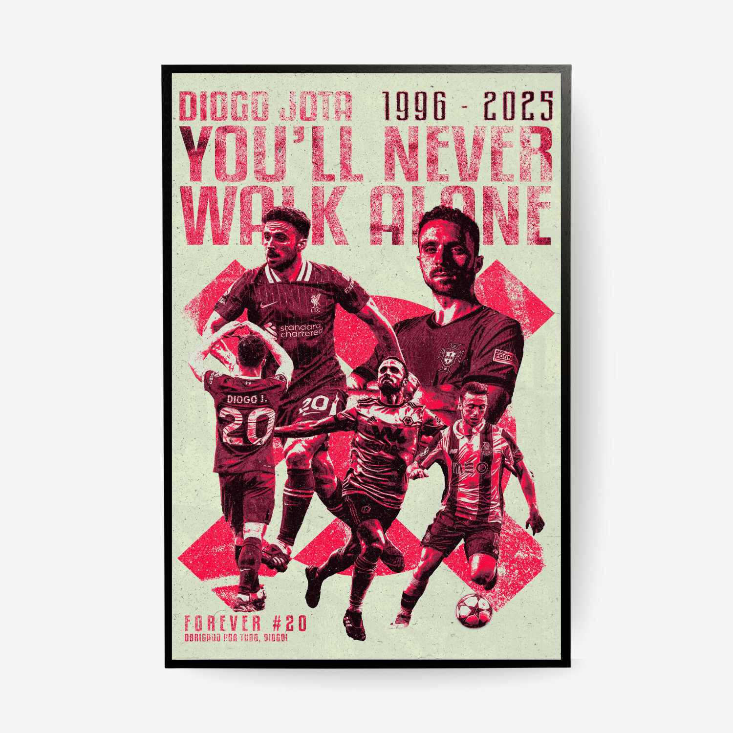 Diogo Jota Liverpool football poster – You'll Never Walk Alone tribute wall art, perfect football gift