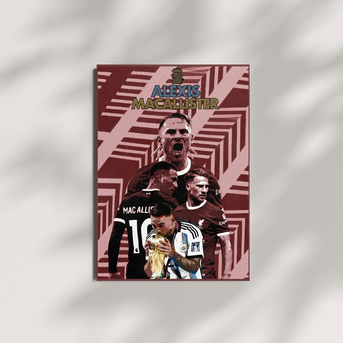 Alexis Mac Allister Liverpool football poster displayed on a minimalist wall