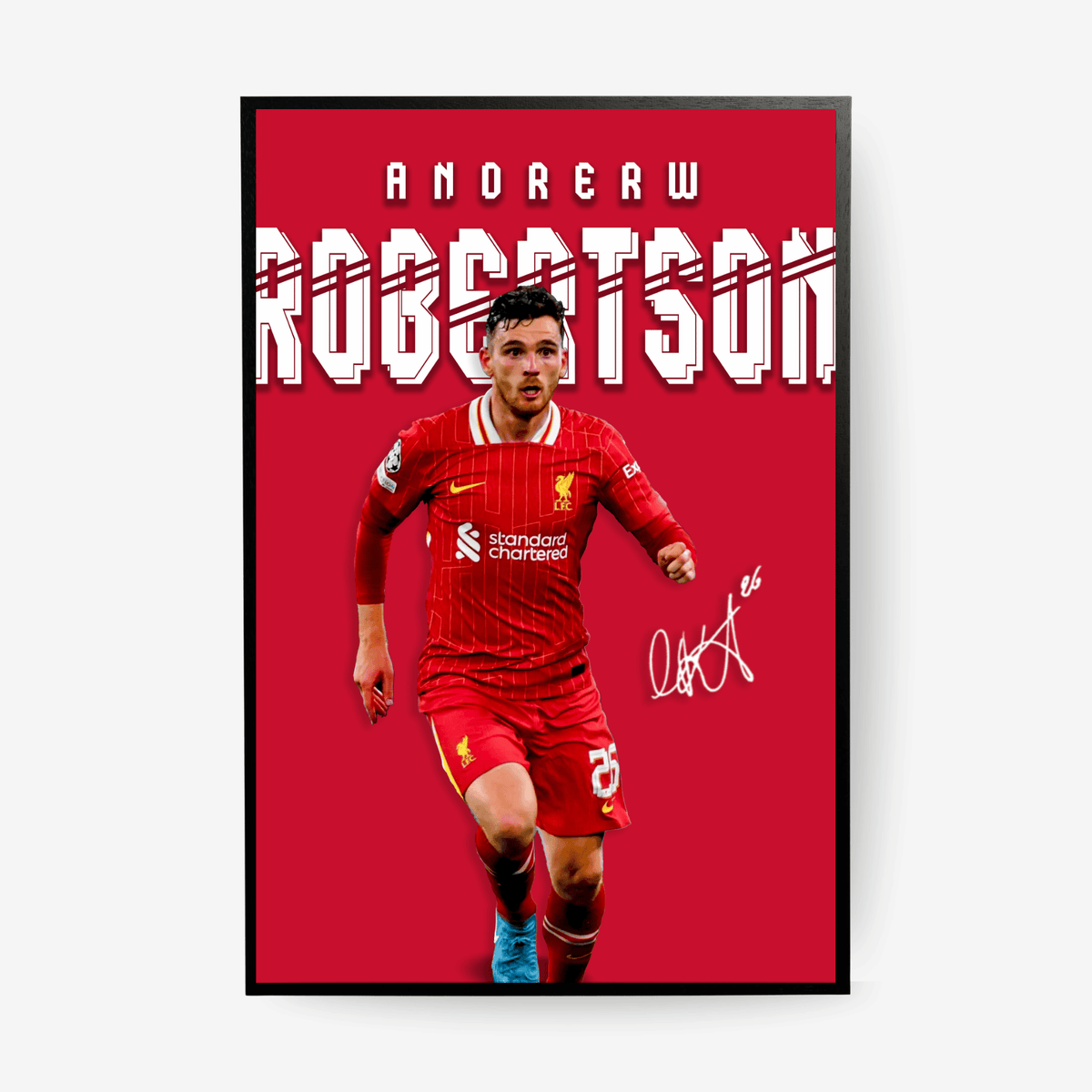 Andrew Robertson Liverpool poster framed red background football wall art modern design