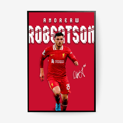 Andrew Robertson Liverpool poster framed red background football wall art modern design