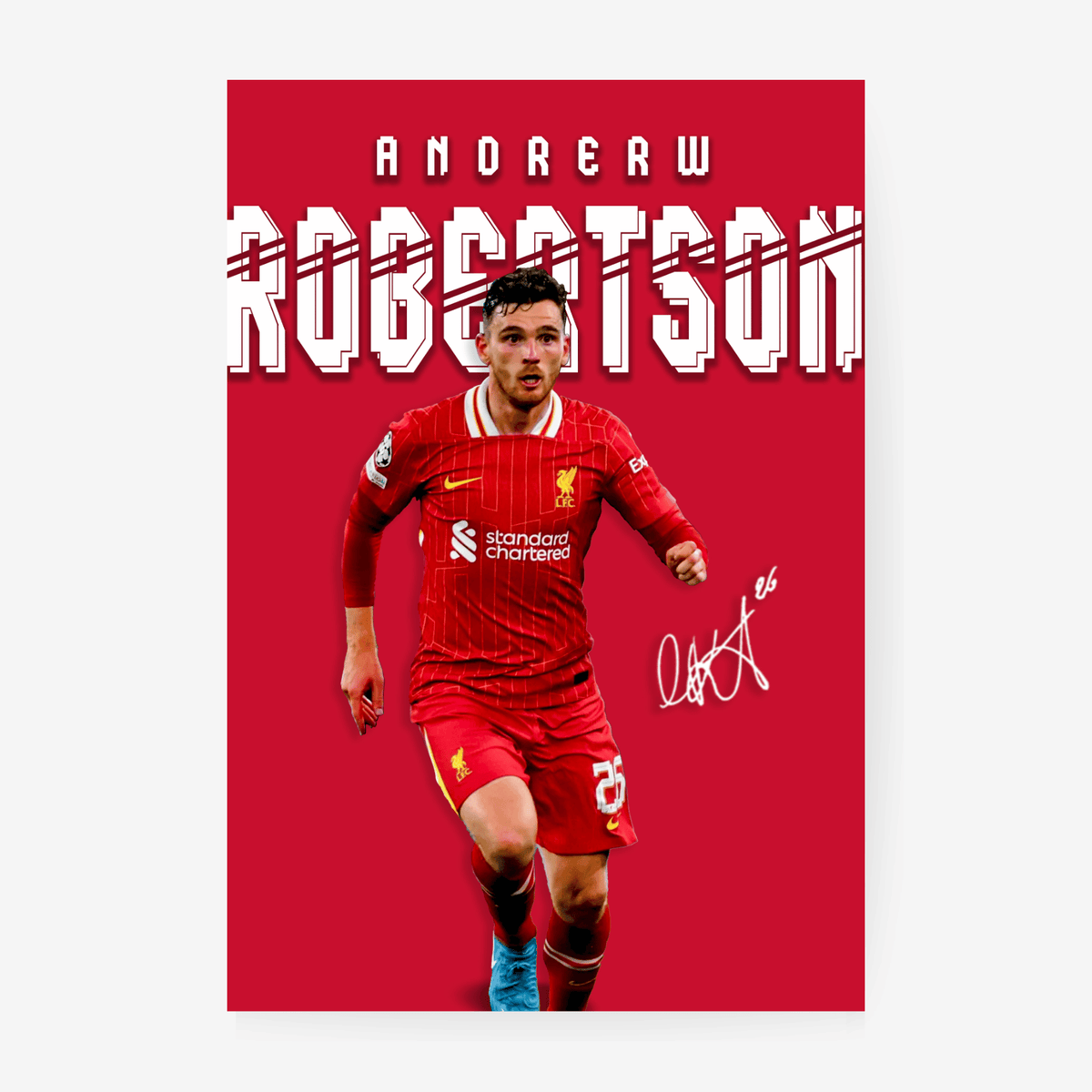 Andrew Robertson Liverpool poster red minimal design football player wall art
