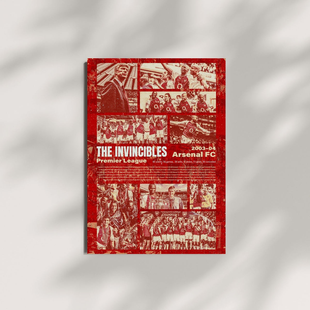 Arsenal Invincibles 2003/04 Premier League poster displayed as football wall art