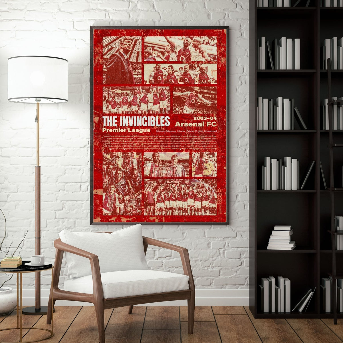 Arsenal Invincibles 2003/04 Premier League football poster displayed in a modern interior