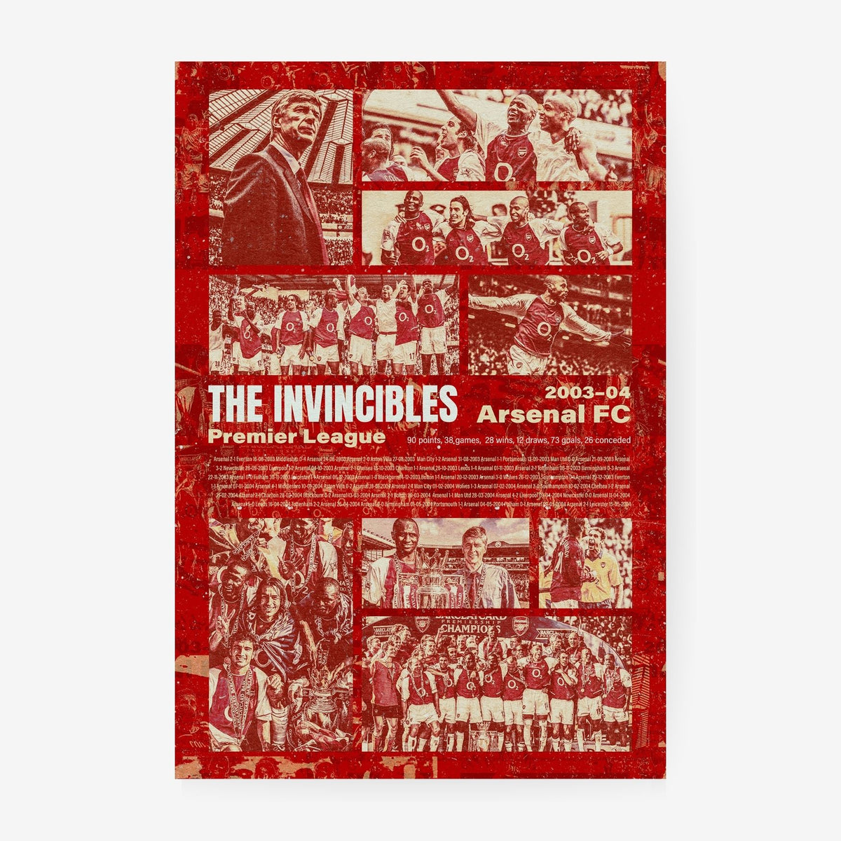 Arsenal Invincibles 2003/04 Premier League poster celebrating their unbeaten title-winning season