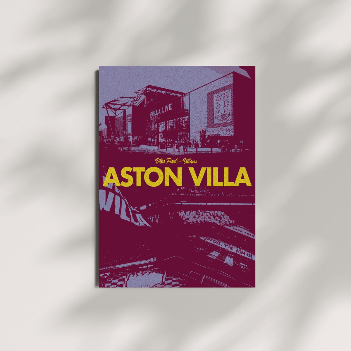 Aston Villa football poster displayed on a minimalist wall