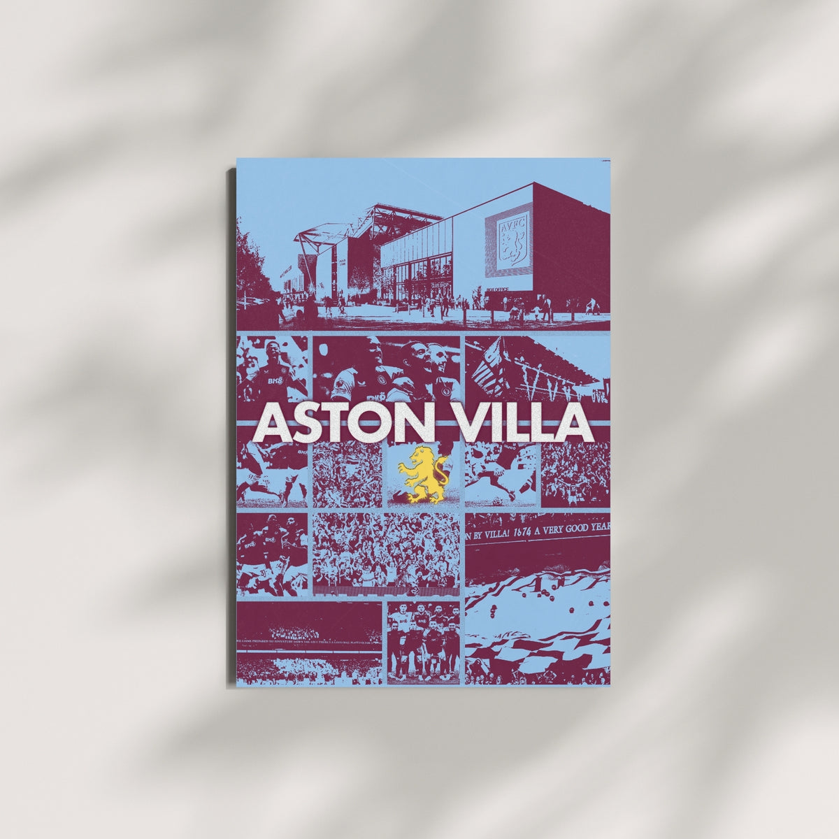 Aston Villa football poster displayed on a modern wall