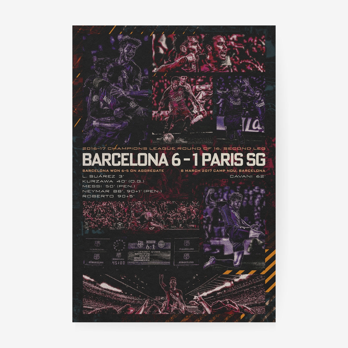 Barcelona 6-1 Paris SG La Remontada 2017 Champions League football poster