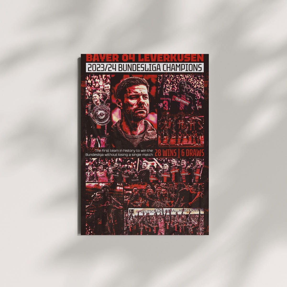 Bayer 04 Leverkusen 2023/24 Bundesliga Champions poster displayed as football wall art