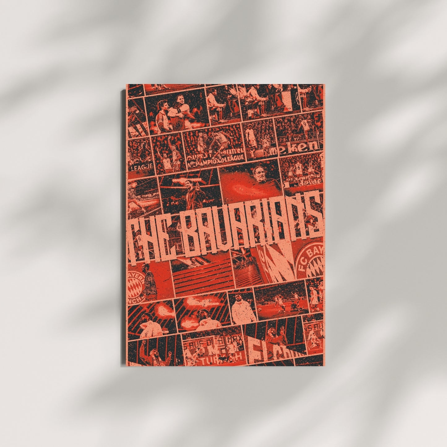 Bayern Munich Die Bayern football poster displayed as red and black football wall art