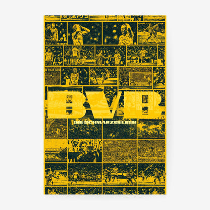 Borussia Dortmund BVB football poster featuring Die Schwarzgelben and memorable club moments