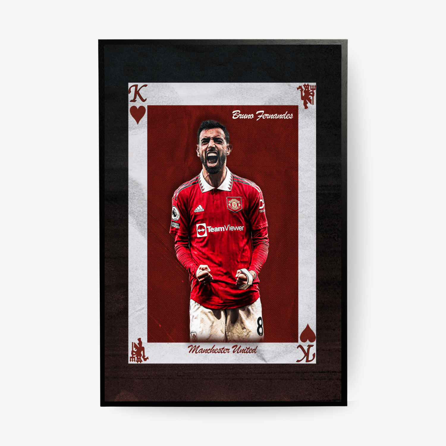Bruno Fernandes Manchester United football poster – King of Hearts playing card design, perfect football gift