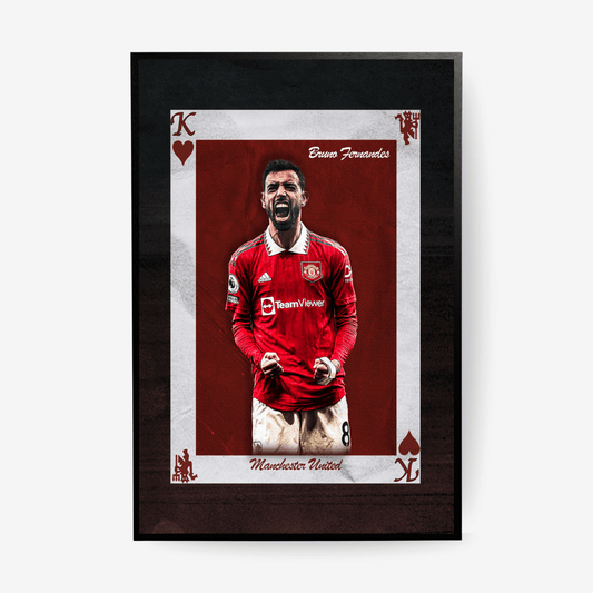 Bruno Fernandes Manchester United football poster – King of Hearts playing card design, perfect football gift