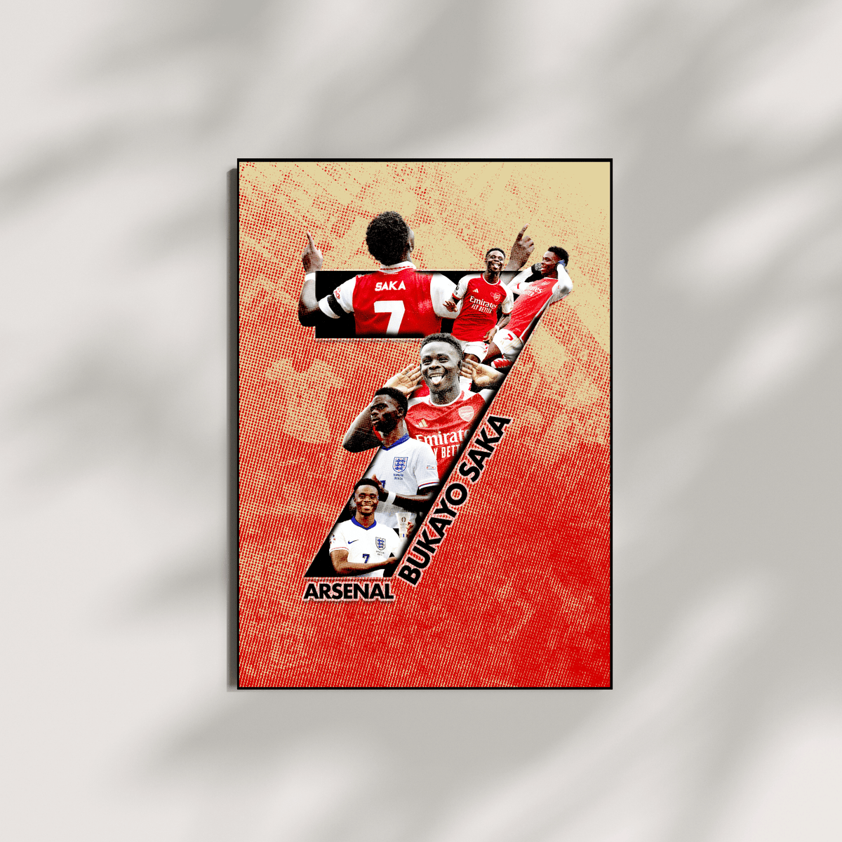 Bukayo Saka Arsenal poster shadow background modern football wall decor