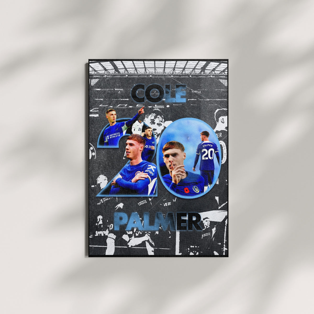Cole Palmer Chelsea football poster displayed as framed wall art