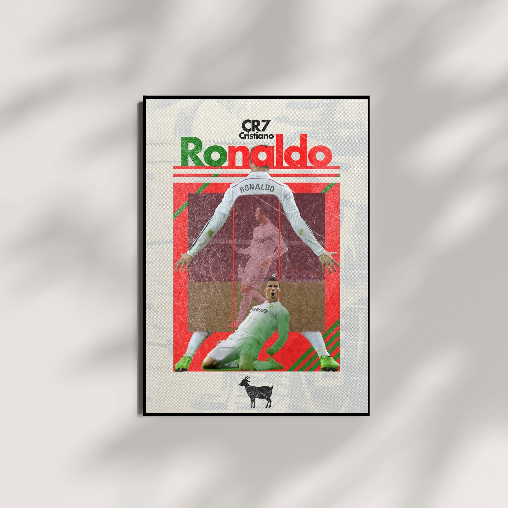 Cristiano Ronaldo football wall art featuring CR7 and iconic Real Madrid celebrations