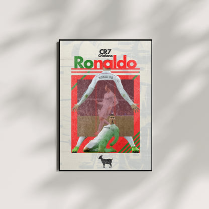 Cristiano Ronaldo football wall art featuring CR7 and iconic Real Madrid celebrations