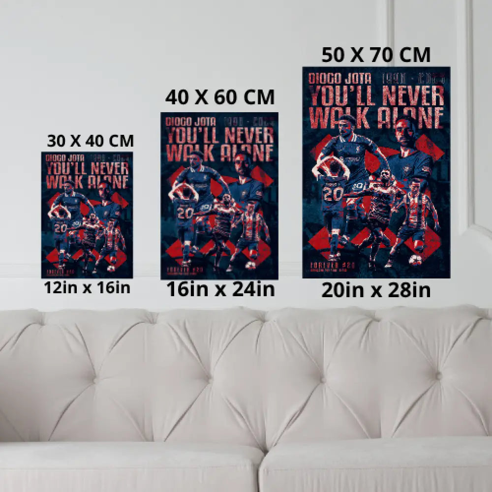 Diogo Jota Poster – You’ll Never Walk Alone (Blue Edition)