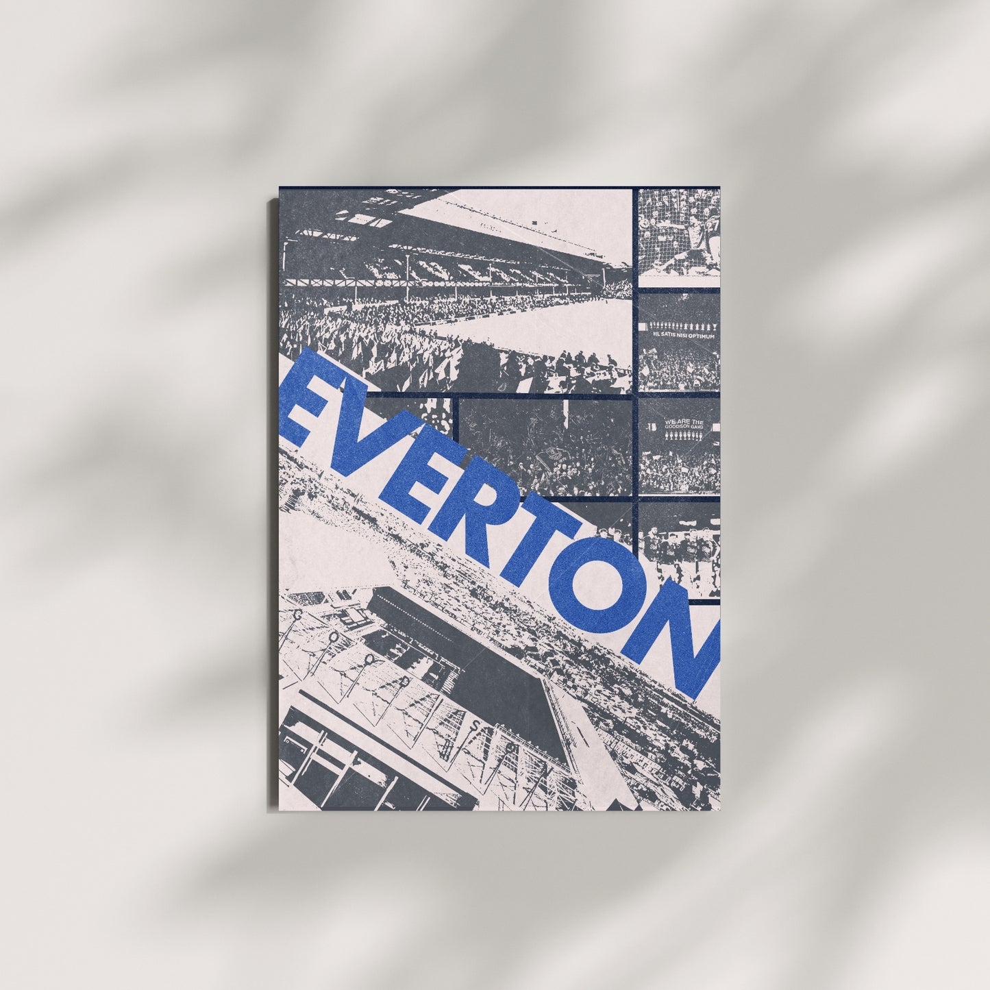 Everton Goodison Park stadium poster displayed on a modern wall