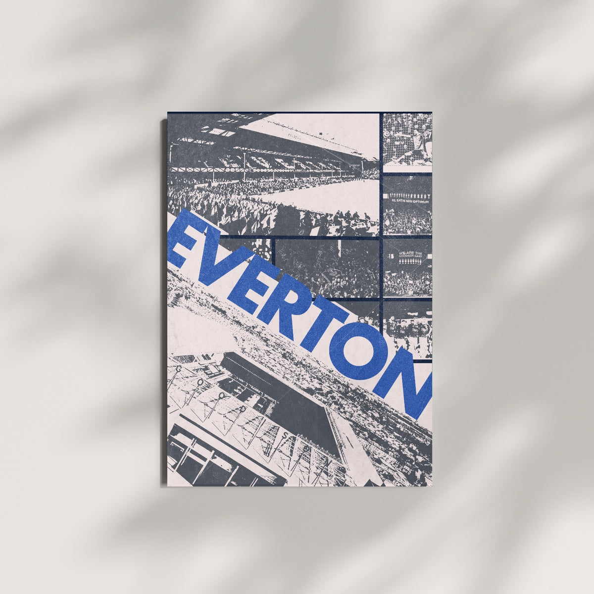 Everton Goodison Park stadium poster displayed on a modern wall