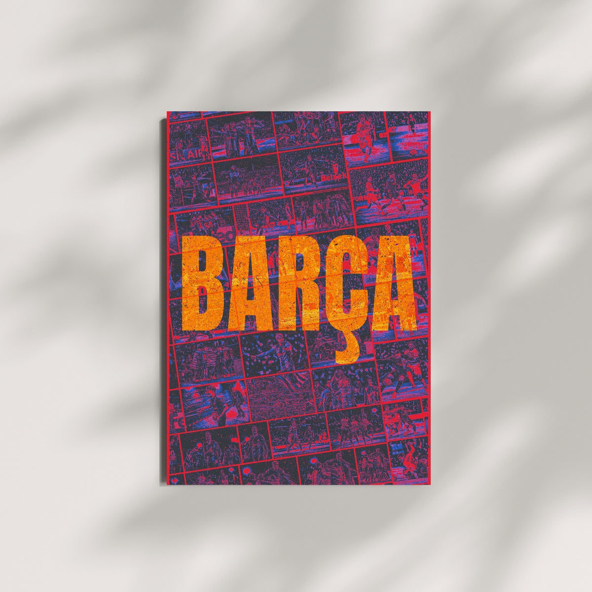 FC Barcelona Barça poster displayed as red blue and orange football wall art