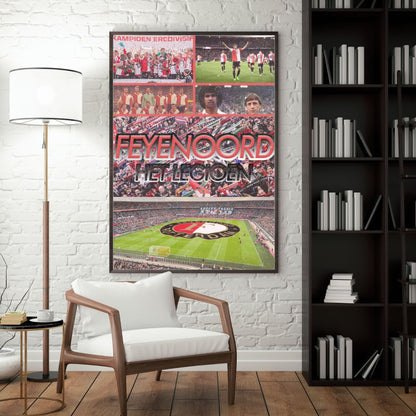 Feyenoord football poster displayed in a modern interior with a dark frame