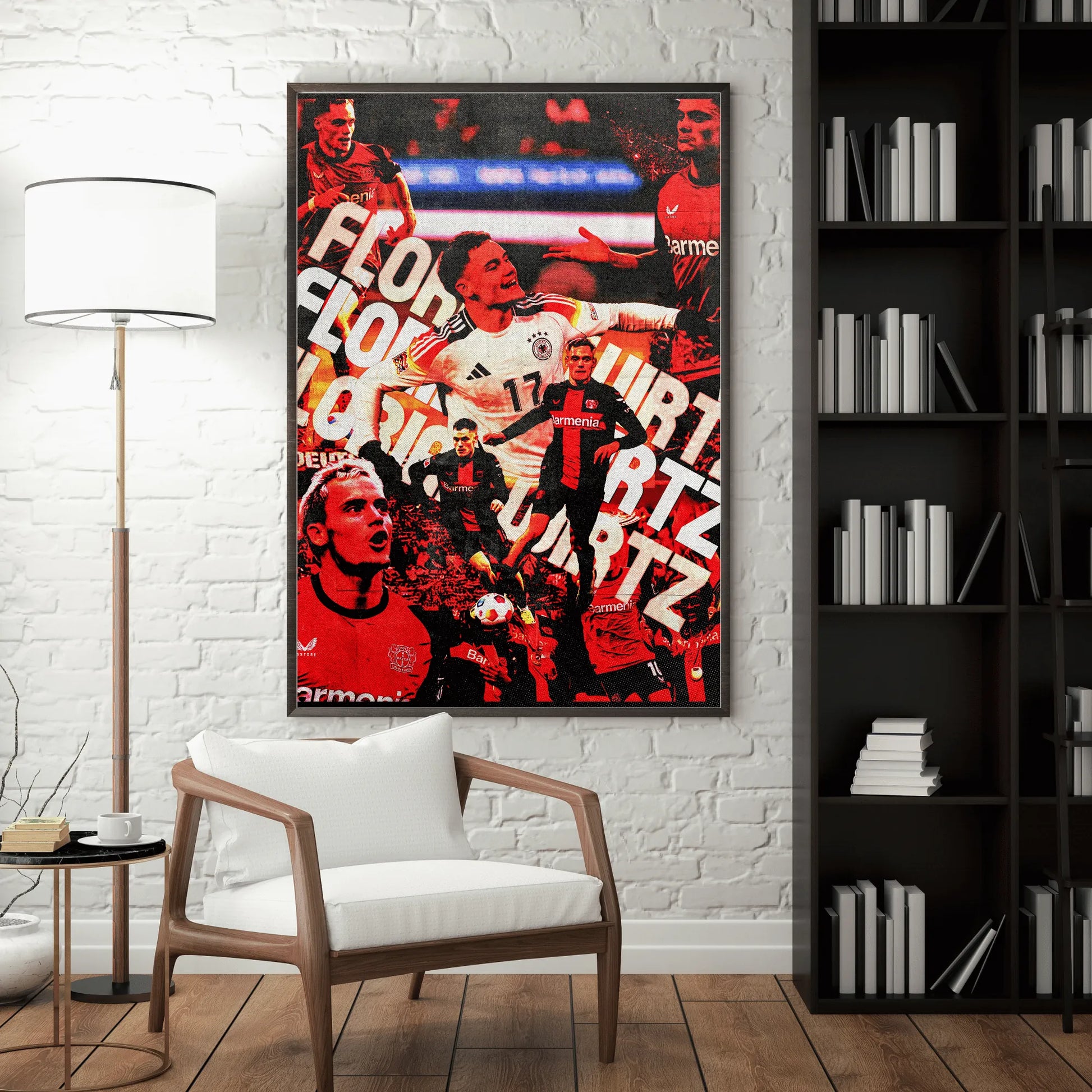 Florian Wirtz Bayer Leverkusen football poster mockup on wall