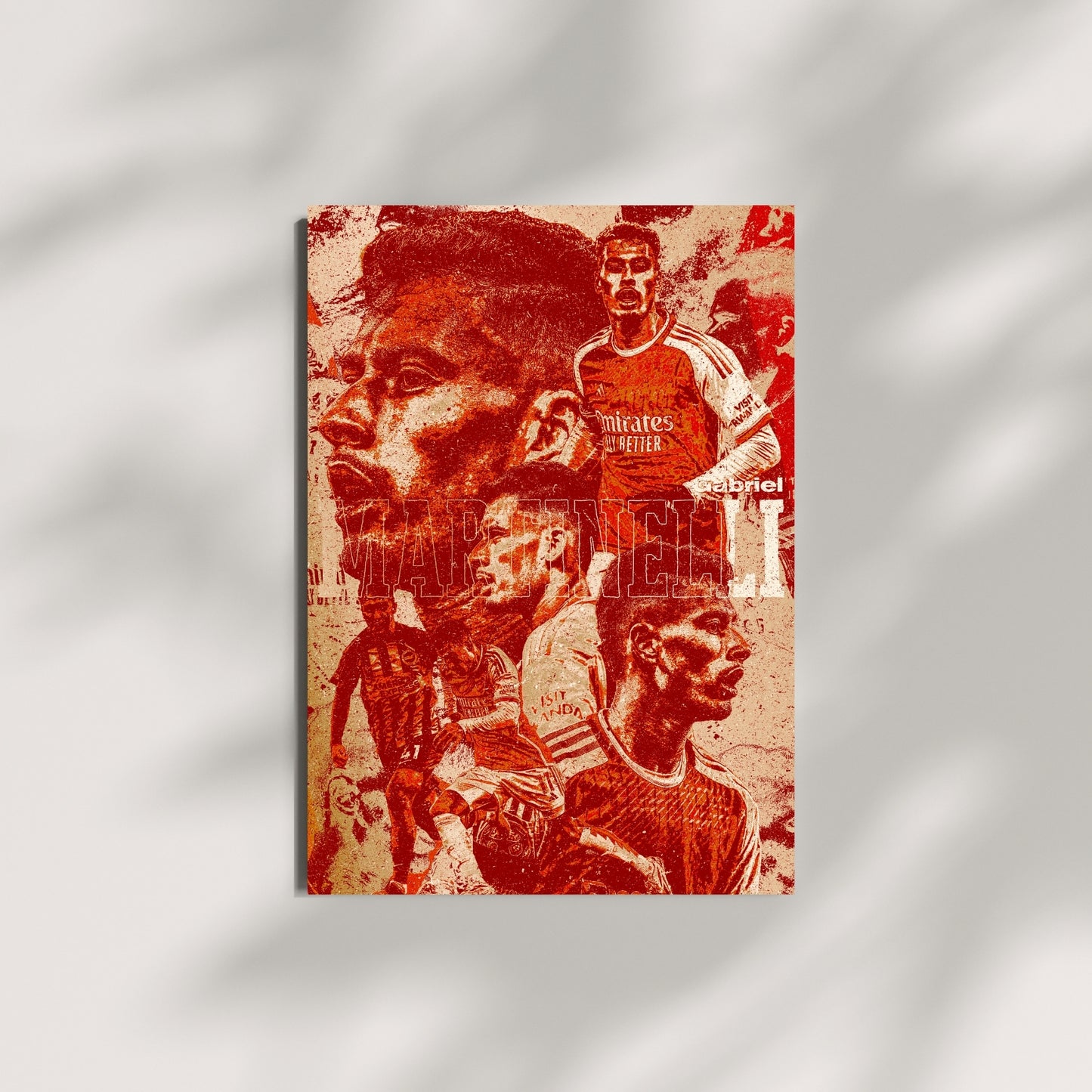 Gabriel Martinelli Arsenal wall art displayed against a minimalist wall