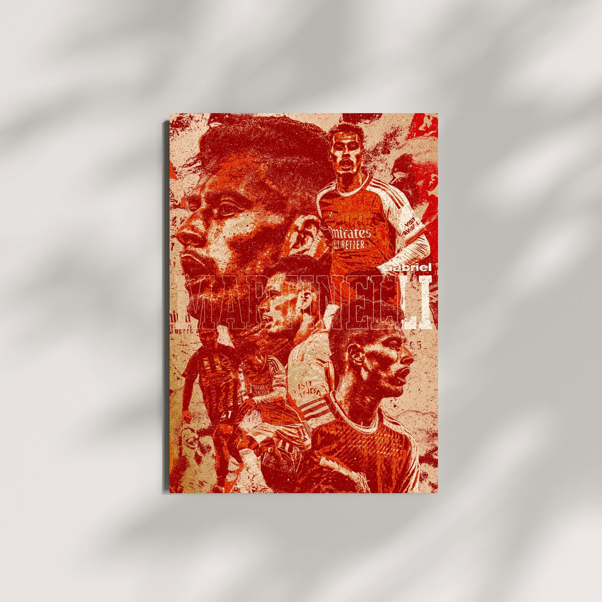 Gabriel Martinelli Arsenal wall art displayed against a minimalist wall