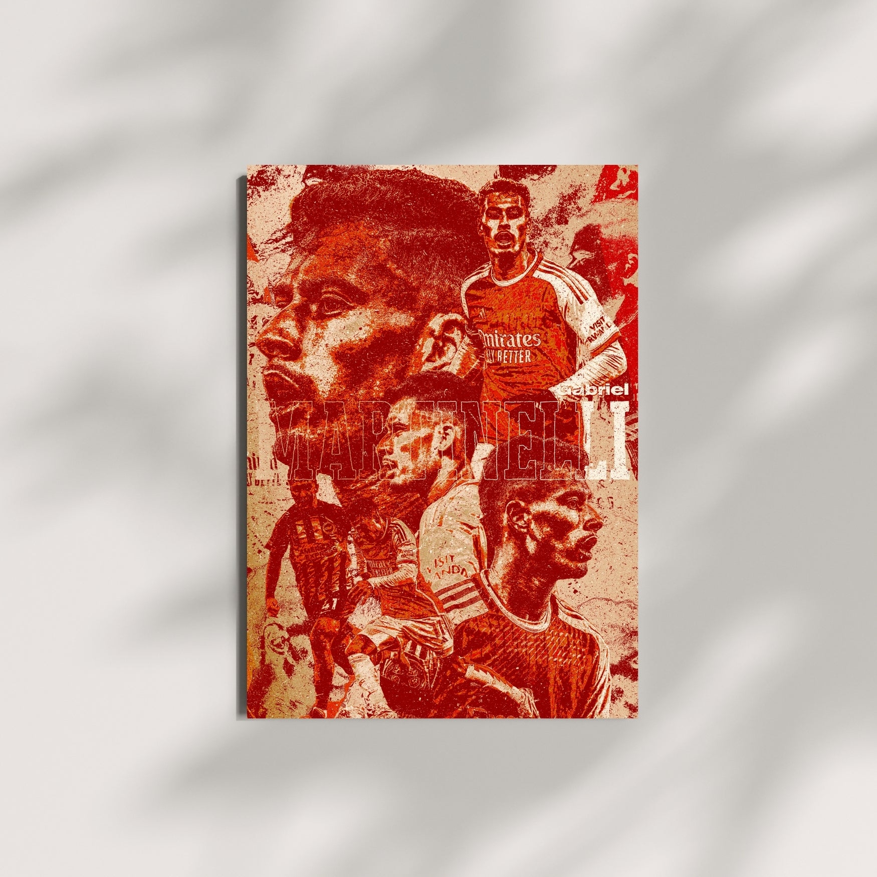 Gabriel Martinelli Arsenal wall art displayed against a minimalist wall