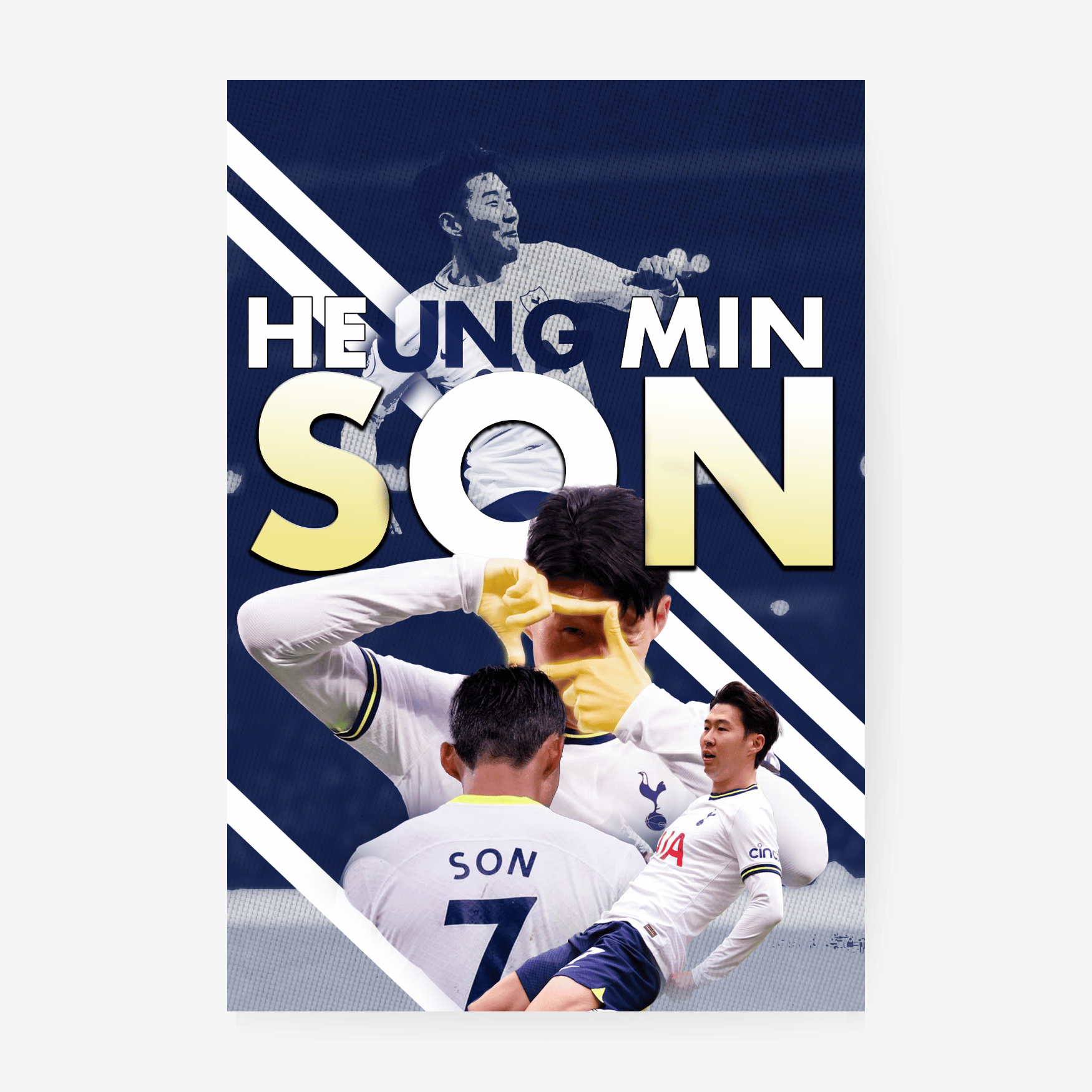 Heung Min Son Tottenham poster blue minimal design football player wall art