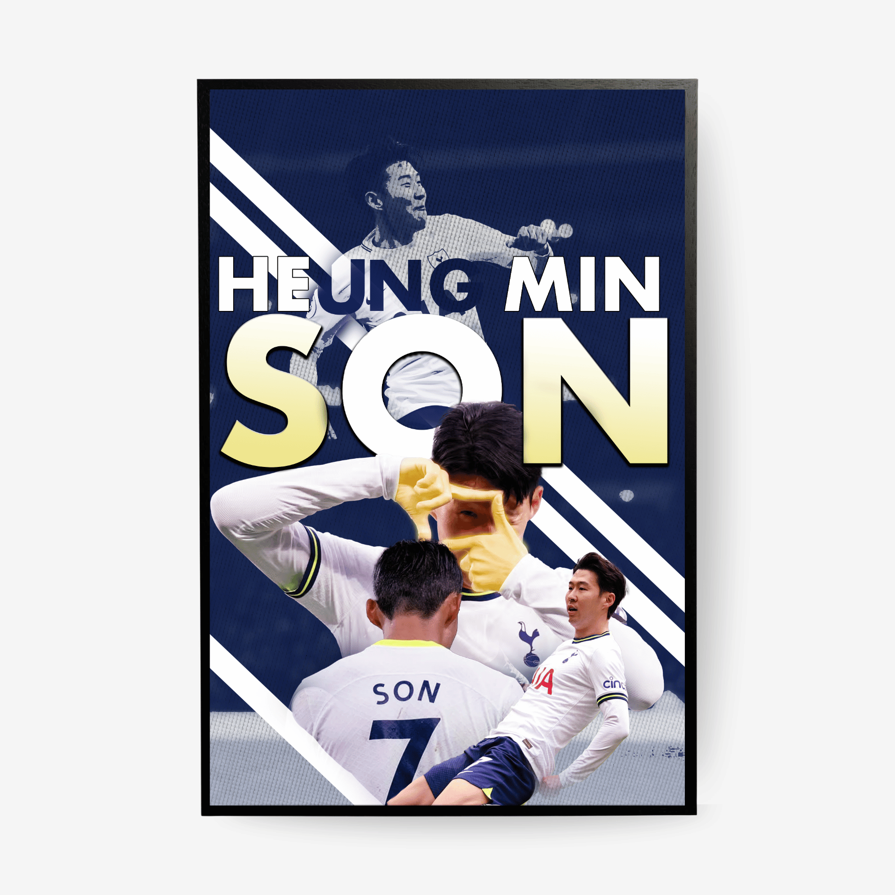 Heung Min Son Tottenham poster framed blue background football wall art modern design