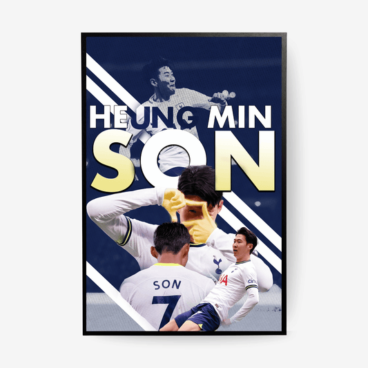 Heung Min Son Tottenham poster framed blue background football wall art modern design