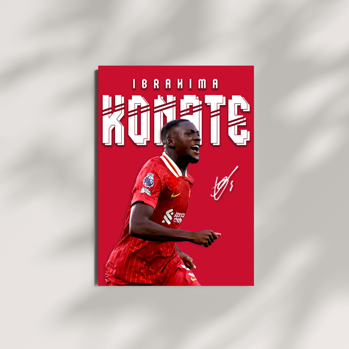 Ibrahim Konaté Liverpool poster mockup with shadow effect