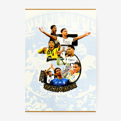 Jude Bellingham poster featuring a collage of memorable football moments