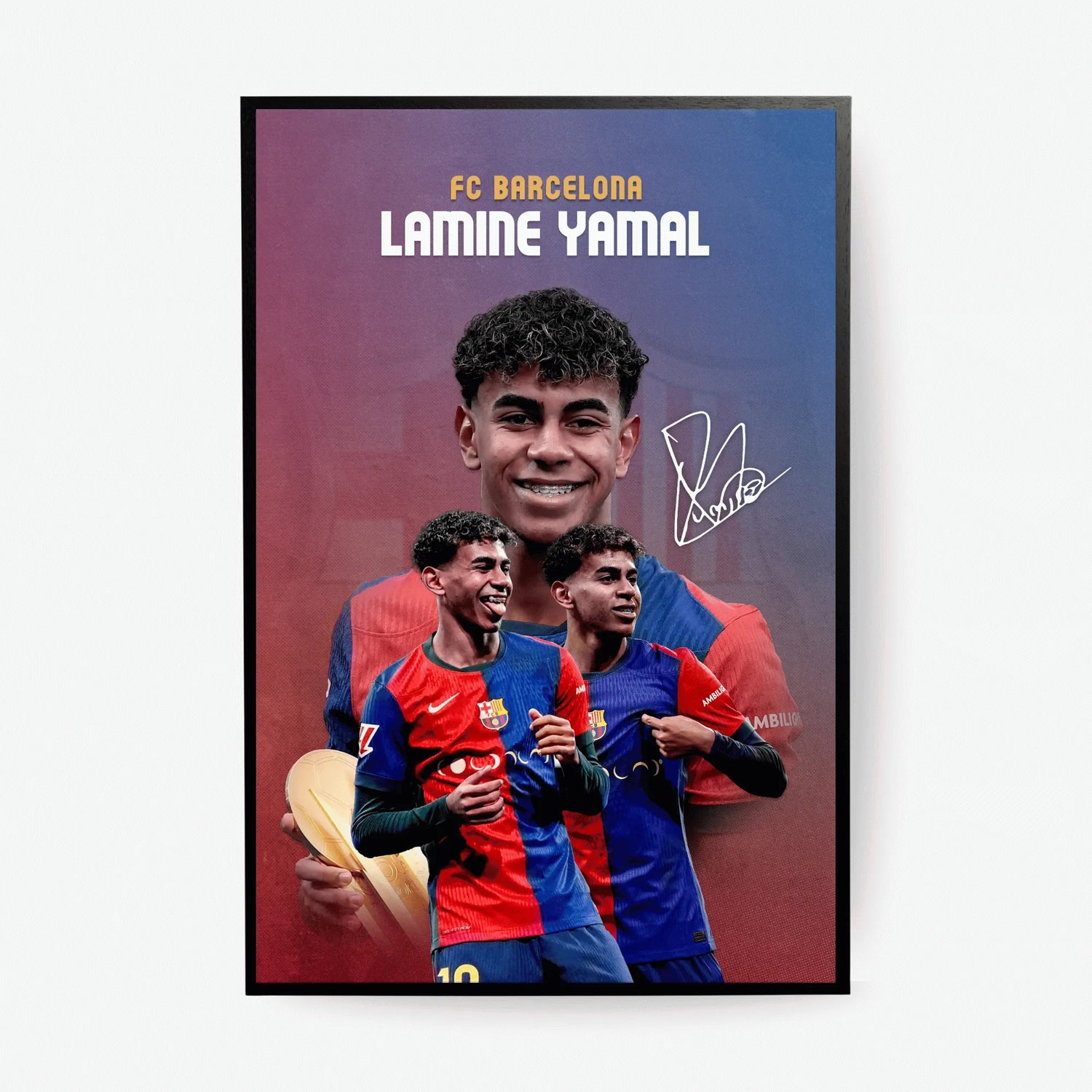 Lamine Yamal Barcelona football poster in iconic Blaugrana kit