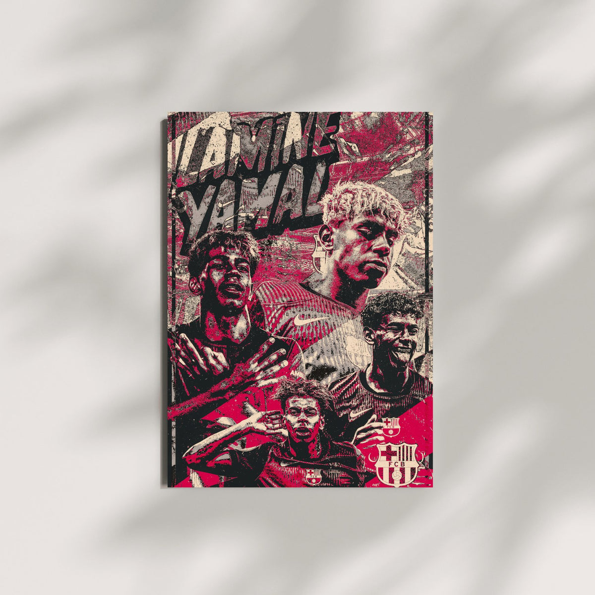 Poster of Lamine Yamal with natural light shadow overlay