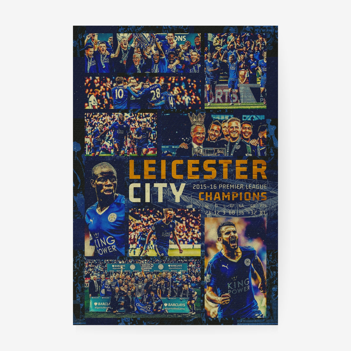 Leicester City 2015/16 Premier League champions poster celebrating their historic title-winning season