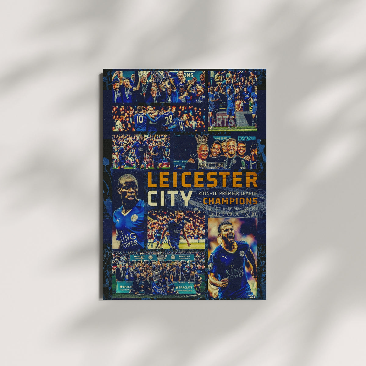 Leicester City 2015/16 Premier League champions poster displayed as football wall art