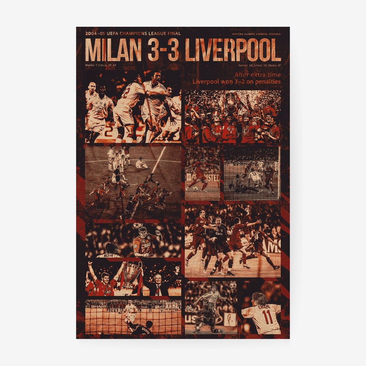 Liverpool 2005 Champions League final poster celebrating the historic Istanbul comeback against AC Milan