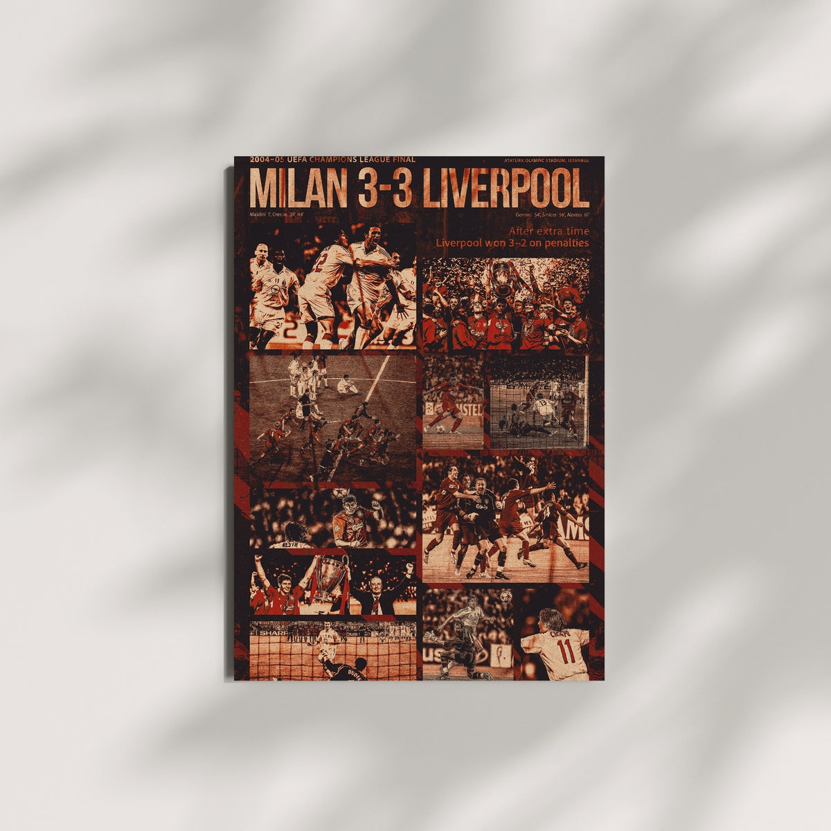 Liverpool Istanbul 2005 Champions League final poster displayed as football wall art