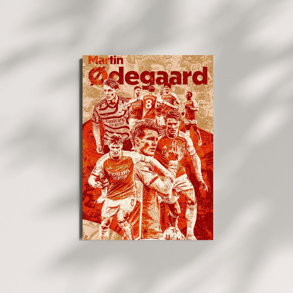 Martin Odegaard Arsenal wall art displayed against a minimalist wall