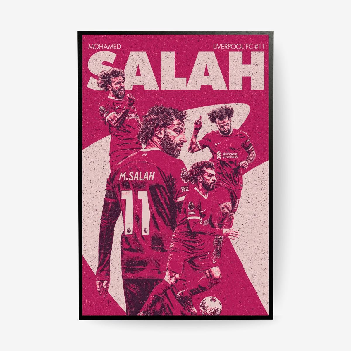 Mohamed Salah Liverpool poster in a black frame featuring a red football collage