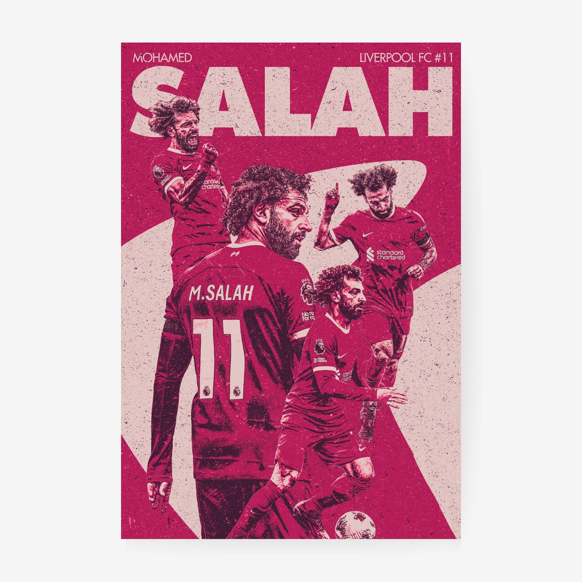 Mohamed Salah Liverpool poster featuring a stylized red and cream football collage